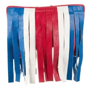 ‼️SOLD‼️BALENCIAGA 2018 Bazar Fringe Red, White, & Blue Clutch / Pouch Bag